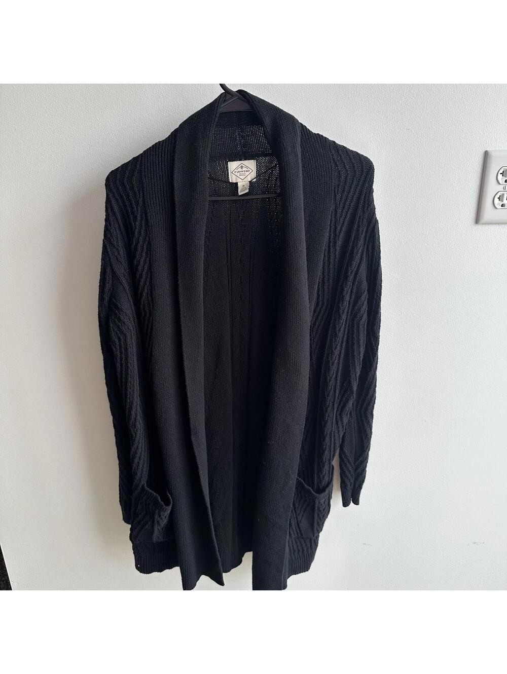 St. John’s Bay Long Black Cardigan With Pockets Women’s Size M Pre Owned